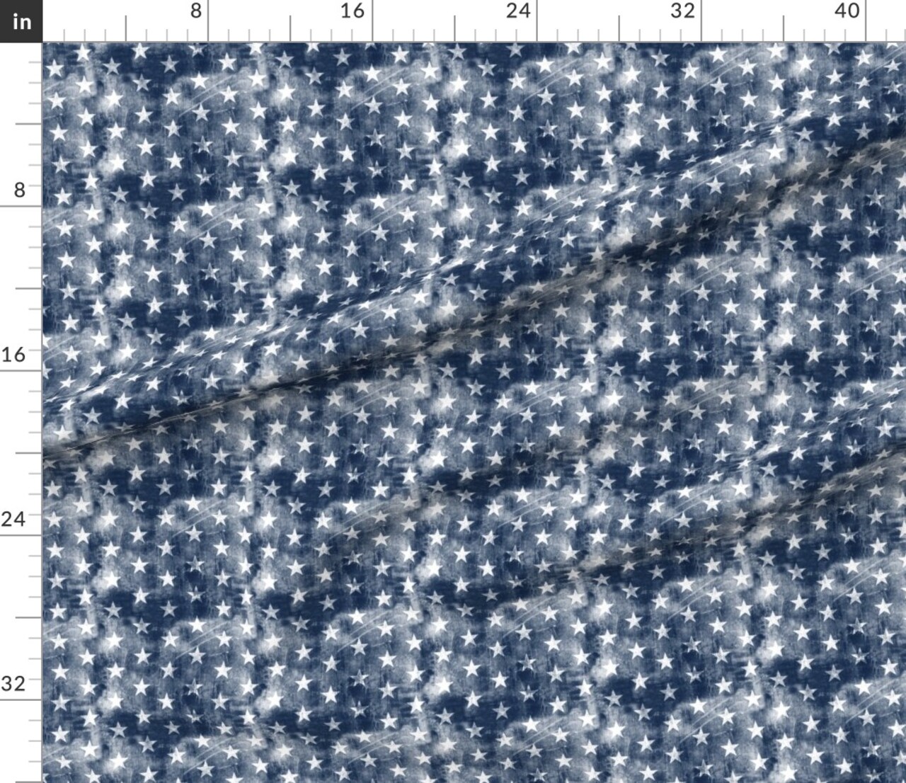 Distressed Stars Navy Faded Grunge Stripes American Blue July 4Th Independence Day Flag Colors White Look Custom Printed Fabric by Spoonflower Various Fabrics by the Yard or Fat Quarter